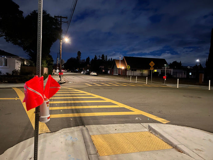 Girls Scout adds Crosswalk Flags to Make the Streets Safer in Fremont, CA at Hirsch Elementary